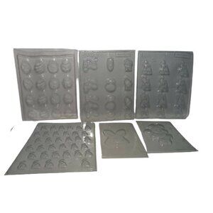 6 pieces, Easter Spring Chocolate Soap Molds, Plastic, Eggs, Chicks, Lamb Bunny,